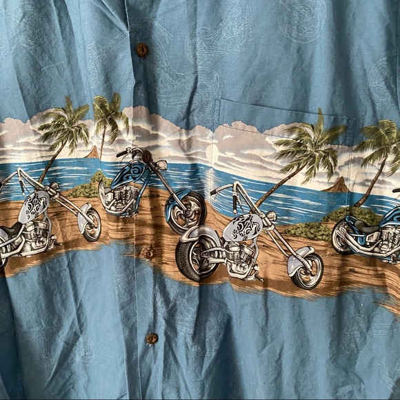 💙 Blue Motorcycle Hawaiian Shirt - Picture 2 of 9